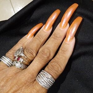 MASSIVE GENUINE STERLING SILVER DIAMONELLE CHAMPAGNE MULTI RING ROW RING SIZE 7